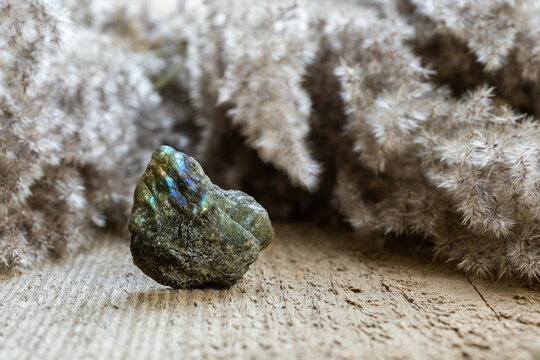 Rough uncut labradorite gem in rock form