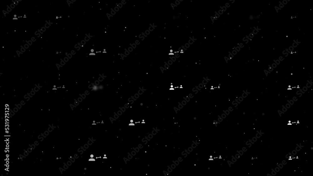 Poster template animation of evenly spaced social distance symbols of different sizes and opacity. animatio