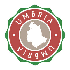 Umbria, Italy Badge Map Vector Seal Vector Sign. National Symbol Country Stamp Design Icon Label.  - obrazy, fototapety, plakaty