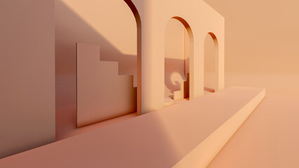 3D render, 3D representation, repodium, product stand. mock up on a pink background texture background