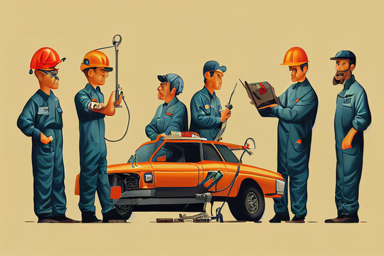 Automotive Technician. High Quality 2d Illustration