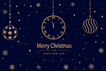 Obraz na płótnie Canvas Merry Christmas and Happy New Year greeting card.