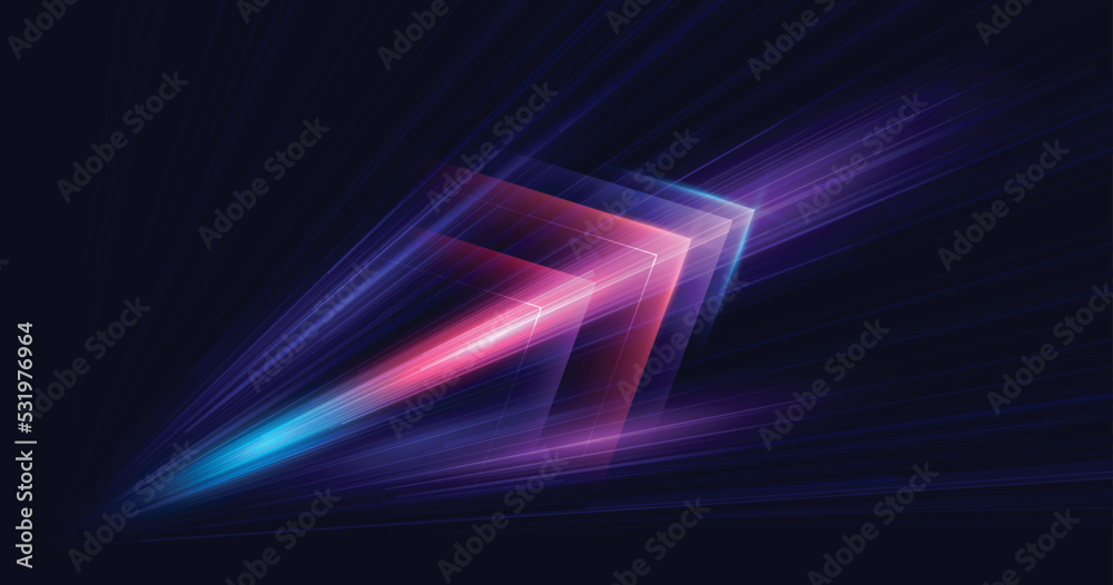 Aufkleber Modern abstract high-speed arrows light effect movement. Technology futuristic dynamic motion for banner or poster design background concept.