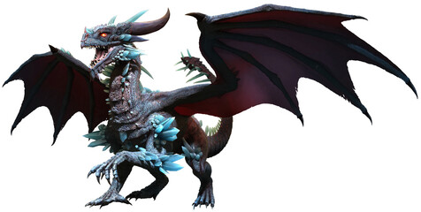 Blue crystal dragon 3D illustration  © warpaintcobra