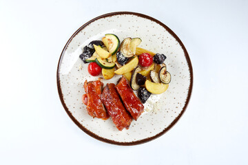 grilled ribs with baked vegetables