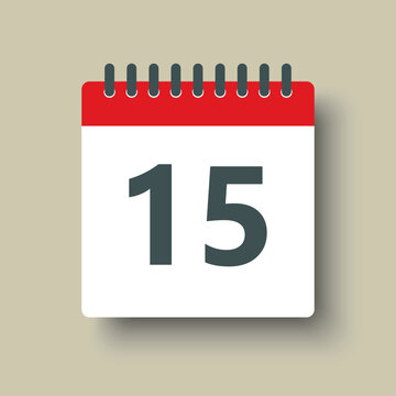 Vector Icon Calendar Day Number 15, 15th Day Month