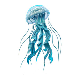 Blue jellyfish - obrazy, fototapety, plakaty