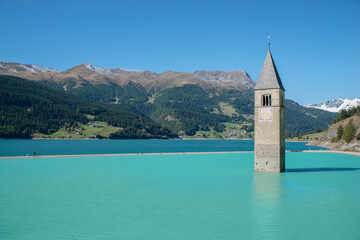 Kirchturm im Wasser am Reschensee