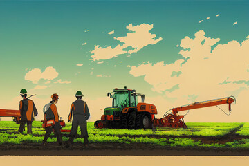 Obraz premium Agricultural Equipment Operators. High quality 2d illustration