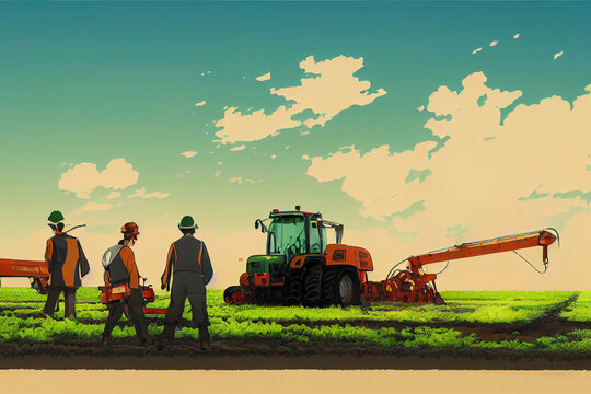 Agricultural Equipment Operators. High quality 2d illustration