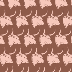 buffalo head pattern brown background