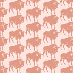 Minimalist Hand Drawn Buffalo pattern background
