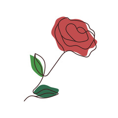 One line red rose