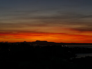 Sunrise in front of Cala Mayor and the Bay of Palma, Mallorca, Balearic Islands, Spain