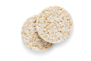Two rice cakes isolated , top view