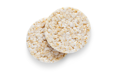 Two rice cakes isolated , top view