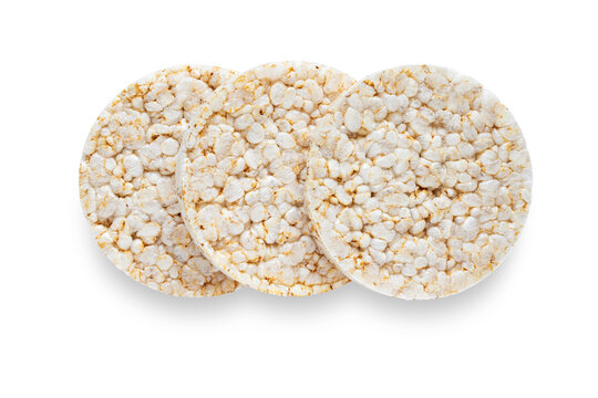 Three rice cakes isolated , top view