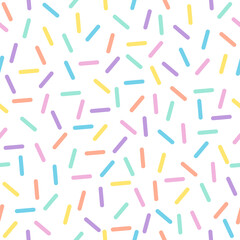 Pastel colorful glaze sprinkles sweet seamless pattern on white background for cool clothing, embroidery design, fabric, textile, cute wrapping paper, batik, curtain, carpet, background, wallpaper art