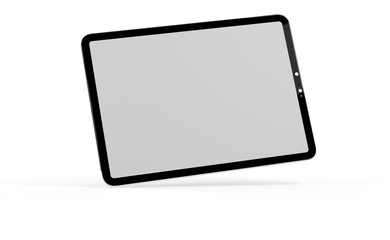 Blank screen realistic tablet frame, rotated position, side view, top view. The tablet is at different angles. Layout of a universal set of devices
