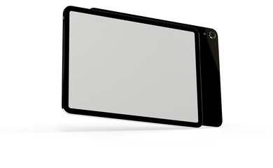 Blank screen realistic tablet frame, rotated position, side view, top view. The tablet is at different angles. Layout of a universal set of devices