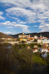 Obraz premium Loket castle and old town, Western Bohemia, Czech Republic