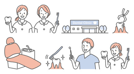 simple illustration for dentist and teeth