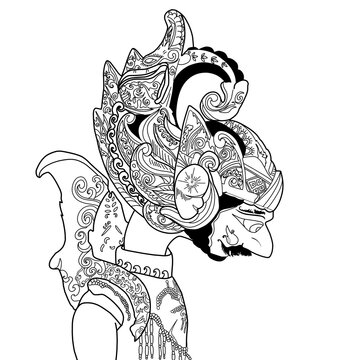 hand drawn illustration of wayang golek