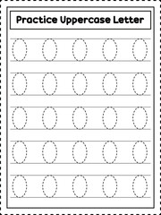 ABC Alphabet Letter Tracing. Handwriting practice for preschool kids. Uppercase letter O
