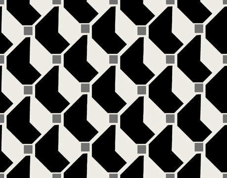 Abstract hand drawn seamless pattern with geometric and brush painted elements. Vector textured colorful background. Modern poster, card, textile, wallpaper template, wrapping paper designs. © Ramazan