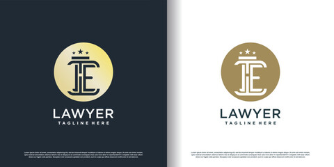 pilar logo icon with letter e unique concept style premium vector