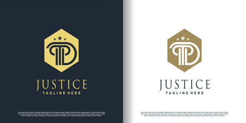 pilar logo icon with letter d concept premium vector