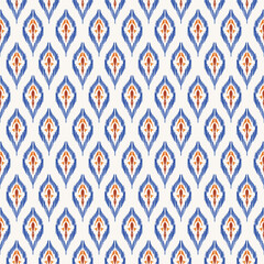 seamless ikat ethnic fabric textile pattern background, carpet motif grpahic aztec illustration boho ornament.