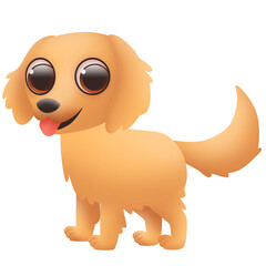 Dog Golden Retriever with big eyes isolated on white background. Digital illustration. 