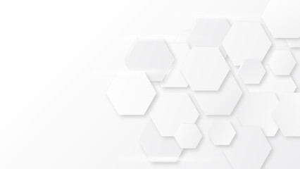 Abstract technology white concept geometric hexagon background. Vector illustration