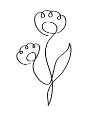 Flower with one line, PNG with transparent background.