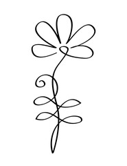 Flower with one line, PNG with transparent background.