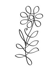 Fototapeta na wymiar Flower with one line, PNG with transparent background.