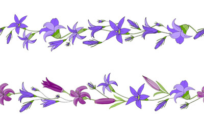 Two floral banners with lilies. Endless texture for holiday and wedding design.