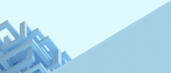 Creative Business ideas. Architecture Background and Geometric Shape design for internet connection network concept on Blue. Development, software, copy space, digital, banner, website -3d Rendering