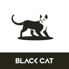 cute black cat silhouette logo
