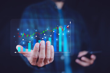 Businessman visual screen digital trading online stock market and Investment in forex exchange crypto