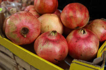 Pomegranates for sale at a bazaar in Croatia