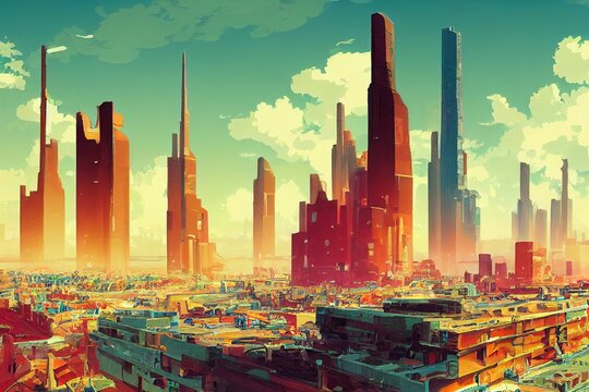 2d stylised painting like illustration of Hanoi abstract city high quality abstract 2d ilustration.