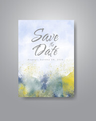Naklejka na ściany i meble Save the date with watercolor background. Design for your invitation.