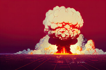Fototapeta na wymiar Atomic bomb. Symbol of war, end of the world. Nuclear explosion. Catastrophe.