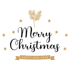 Merry Christmas text vector, holiday text illustration, gold christmas text vector
