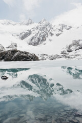 Snow covered mountains at Glaciar Vinciguerra. Ushuaia, Argentina