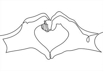 Fototapeta premium Love concept represented by human hand and heart shape icon-continuous line drawing