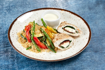 chicken stuffed cream cheese and vegetables