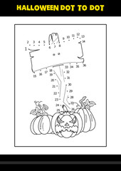 Halloween dot to dot coloring page for kids. Line art coloring page design for kids.